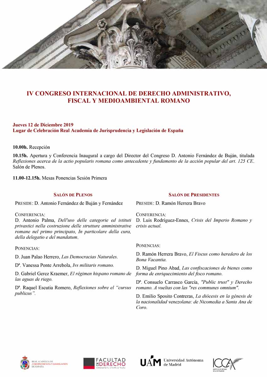 IV Congreso Internacional de Derecho Administrativo, Fiscal y Medioambiental Romano